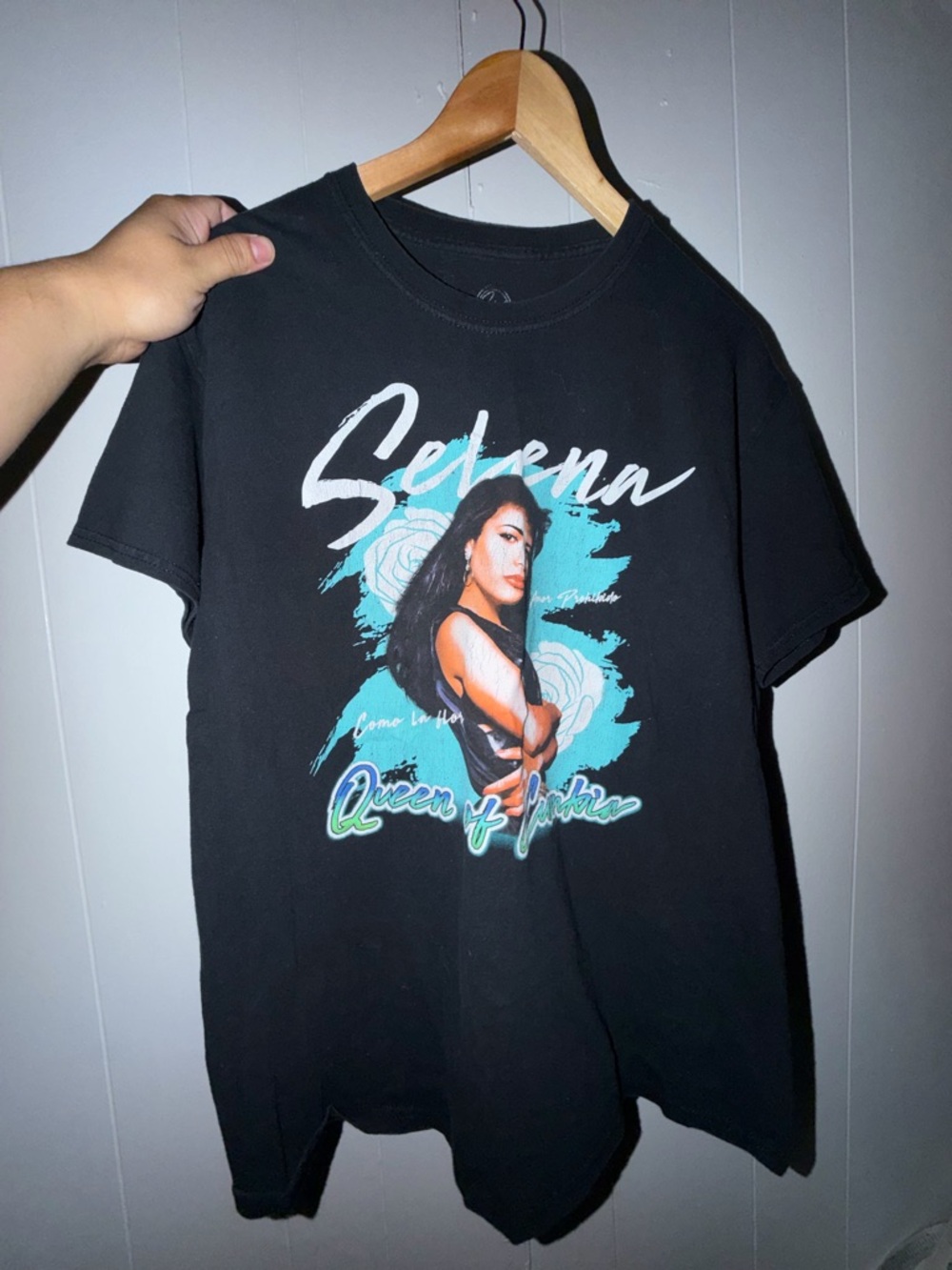 Selena Graphic Tee - Black with Teal Accent